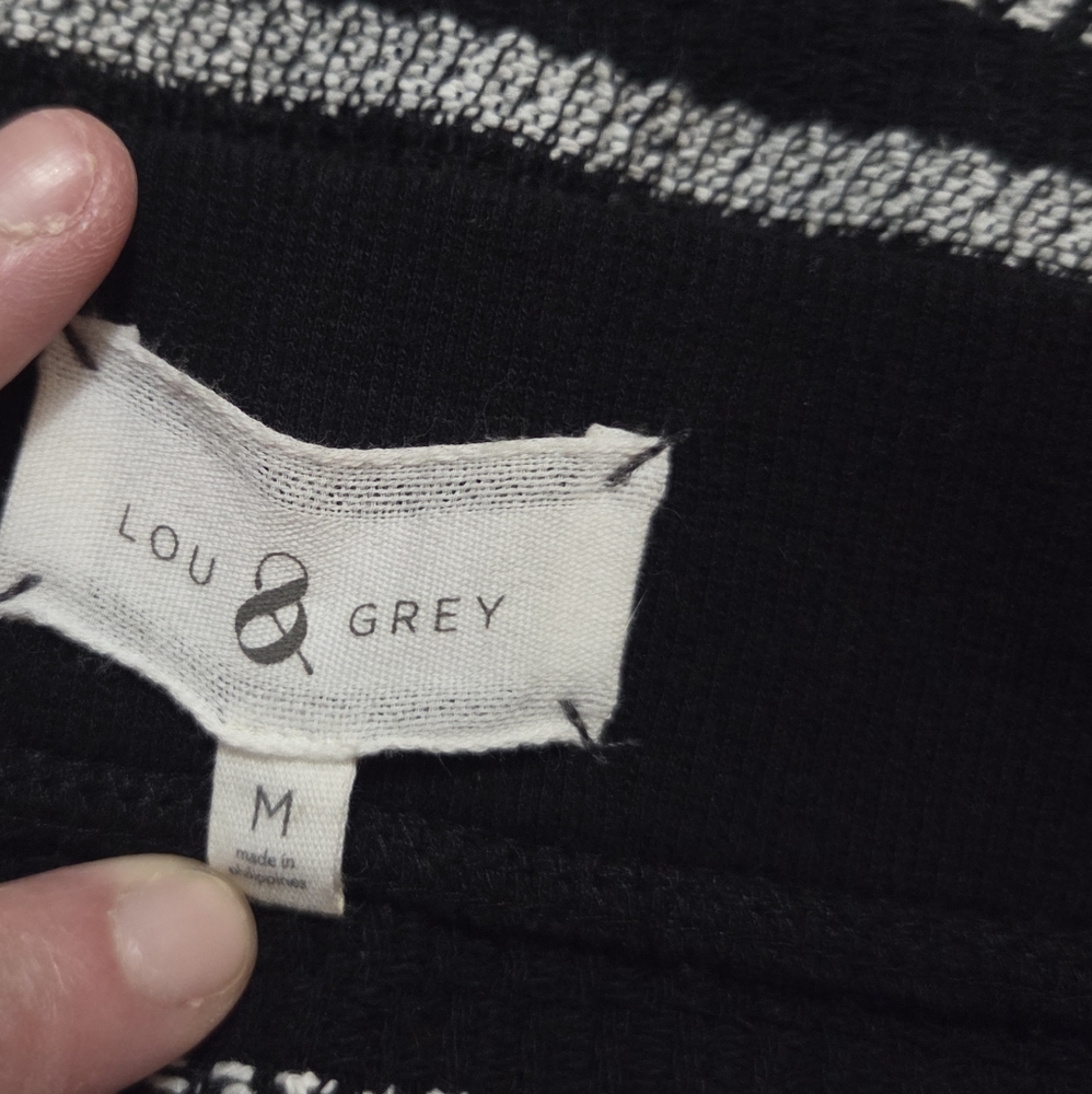 Lou & Grey Womens Black and Gray Striped Mini Skirt With Pockets EUC Size M - Picture 10 of 14